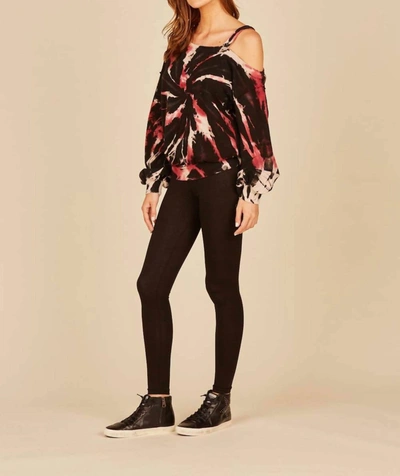 Vintage Havana Cold Shoulder Sweatshirt In Vino Swirl In Multi