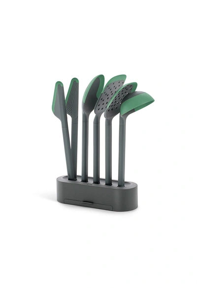 Lekue Essential Cooking Tool Set 5 Kitchen Utensils With Stand, Black In Green