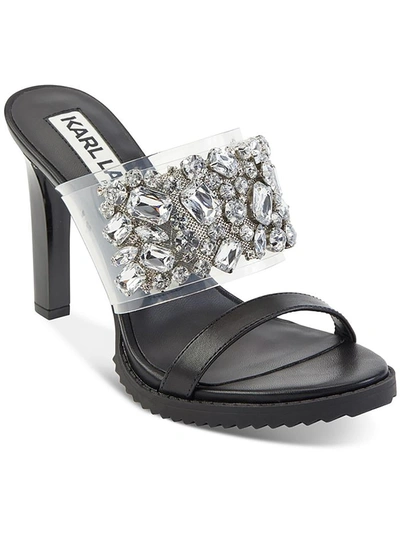 Karl Lagerfeld Bedika Womens Rhinestone Rubber Sole Mule Sandals In Black