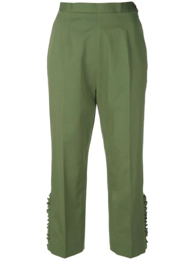 I'm Isola Marras Cropped Ruffle Trousers In Green