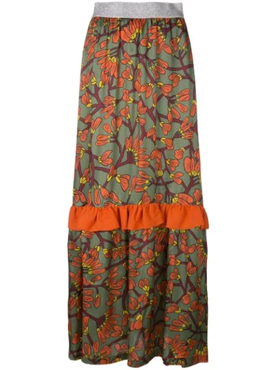 I'm Isola Marras Floral Print Long Ruffle Skirt In Multicolour