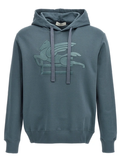 Etro Felpa Con Cappuccio Logo Sweatshirt Light Blue