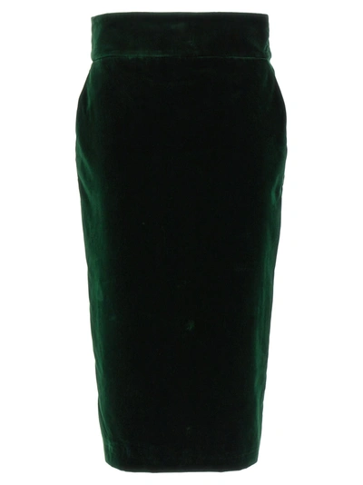 Alexandre Vauthier Velvet Midi Skirt Skirts Green