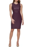 Calvin Klein Faux Leather Sheath Dress In Aubergine
