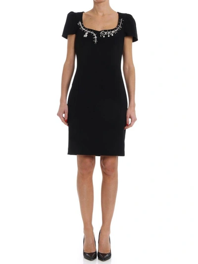 Boutique Moschino Crystal Embellished Dress In Black