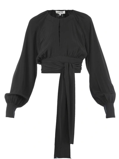 Diane Von Furstenberg Silk Top In Black