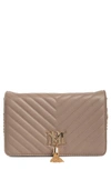 Badgley Mischka Chevron Quilted Crossbody Bag In Taupe