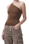 Agolde Brita One-shoulder Tank In Peanut