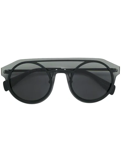 Yohji Yamamoto Round Frame Aviator In Black