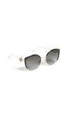 Fendi Round Slight Cat Eye Sunglasses In Black/dark Grey Gradient