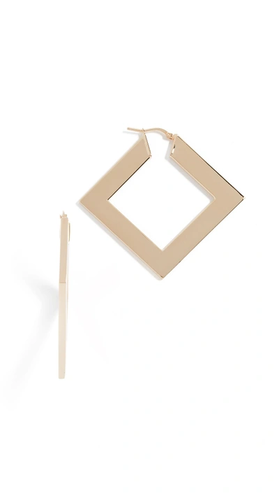 Bronzallure Thick Square Hoops In Yellow Gold