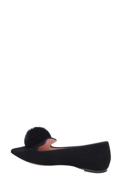 Kate Spade Amour Suede Pom Ballerina Flats In Black