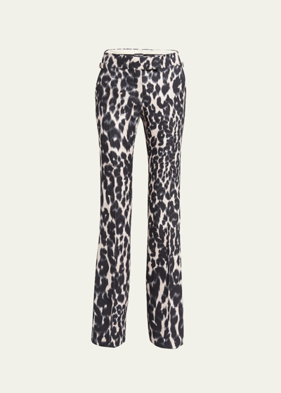 Tom Ford Flared Leopard Print Trousers In Multicolor