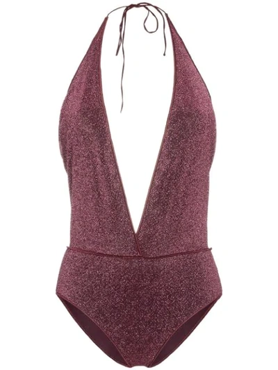 Oseree V-neck Lumière Maillot Swimsuit In Pink/purple