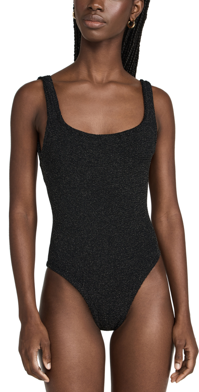 Hunza G Square-neck Swimsuit In Black/gold
