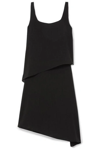 Cefinn Asymmetric Layered Voile Dress In Black