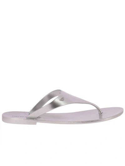 Emporio Armani Flat Sandals Shoes Women  In Silver