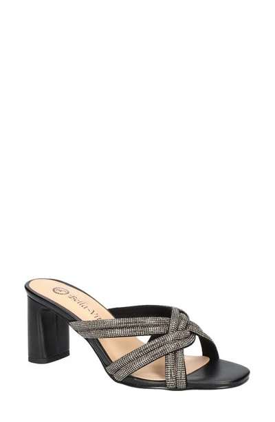 Bella Vita Carmen Womens Faux Leather Rhinestone Heels In Black Suede
