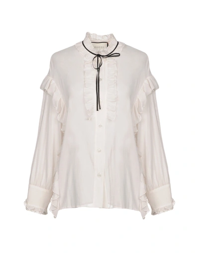 Gucci Shirts & Blouses With Bow In Light Grey