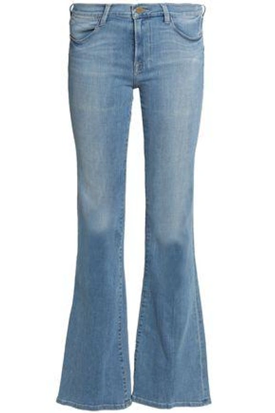 Frame Woman Faded High-rise Flared Jeans Light Denim
