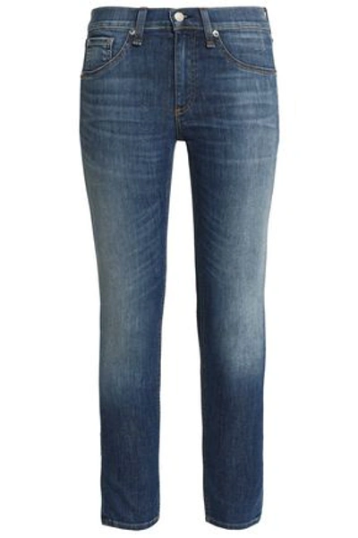 Rag & Bone The Ankle Skinny Cropped Faded Mid-rise Skinny Jeans In Mid Denim