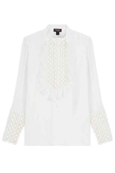 Giambattista Valli Silk Blouse With Embroidered Cut-out Detail In Avorio Glv