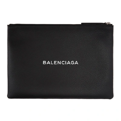 Balenciaga Everyday M Leather Pouch In Black White