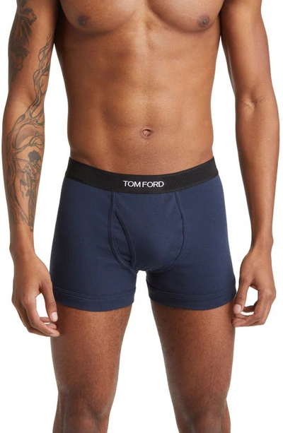 Tom Ford Cotton Stretch Jersey Boxer Briefs In Blue