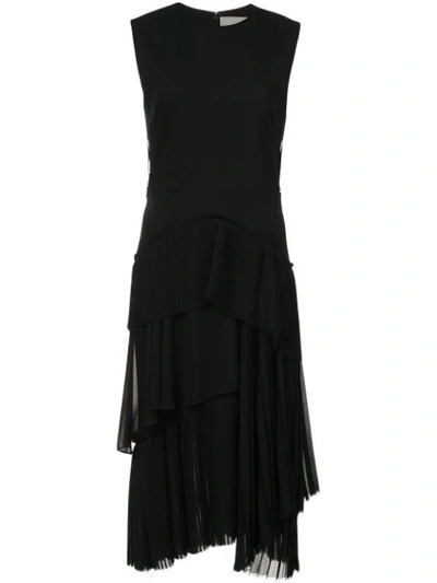 Jason Wu Sleeveless Wool-suiting Fit-and-flare Cocktail Dress In Black