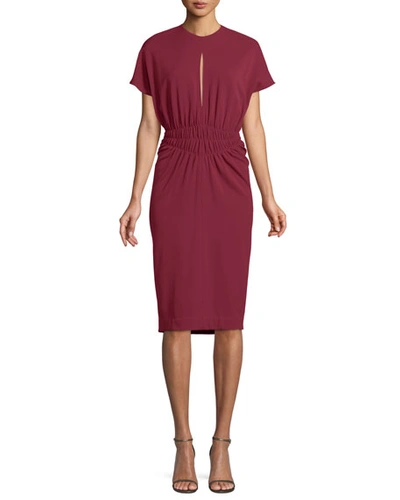 Narciso Rodriguez Crepe Jersey Cinched-waist Dress In Red