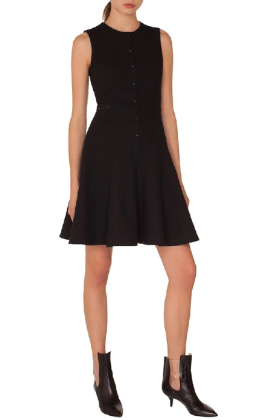 Akris Punto Sleeveless Press-button Fit-and-flare Pique Jersey Dress In Black