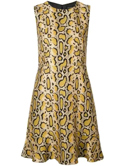 Etro Leopard-print Sleeveless A-line Dress In Gold
