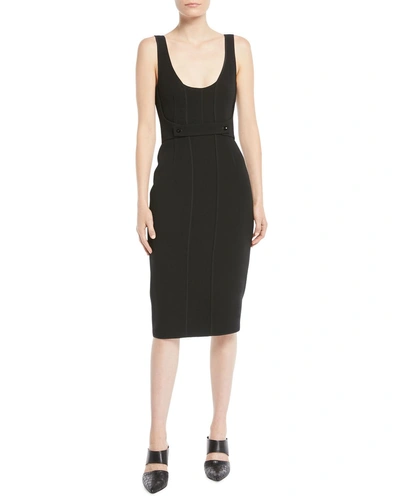 Narciso Rodriguez Twill Sleeveless Scoop-neck Cocktail Dress In Black