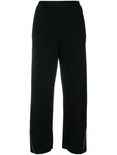Stella Mccartney Heavy Viscose Cropped Wide-leg Pull-on Pants In Black