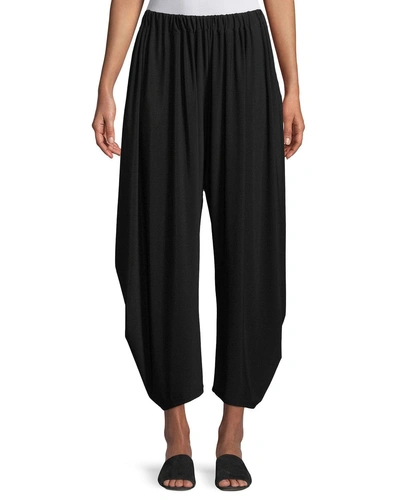 Issey Miyake Dropped-inseam Cropped Jersey Pants In Black