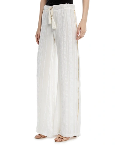 Zeus And Dione Side-stripe Wide-leg Pants In Ivory