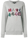 Marc Jacobs Embellished Cotton Sweatshirt In Grey Melange
