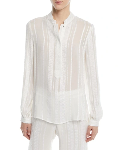 Zeus And Dione Signature Silk Jacquard Blouse In Ivory
