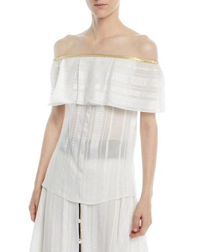Zeus And Dione Off-the-shoulder Silk-blend Blouse In Ivory
