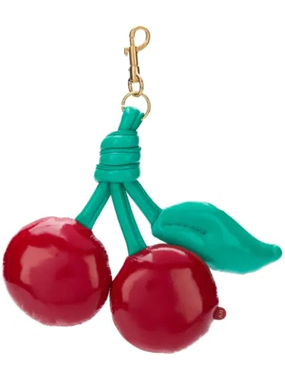 Anya Hindmarch Chubby Cherry Leather Bag Charm In Red