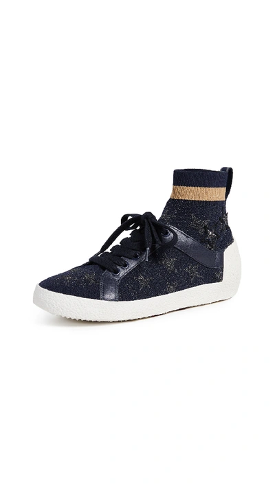 Ash Ninja Star-sock Lace-up Sneakers In Navy/silver/sand