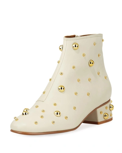 See By Chloé See By Chloe Women's Studded Leather Block Heel Booties In White