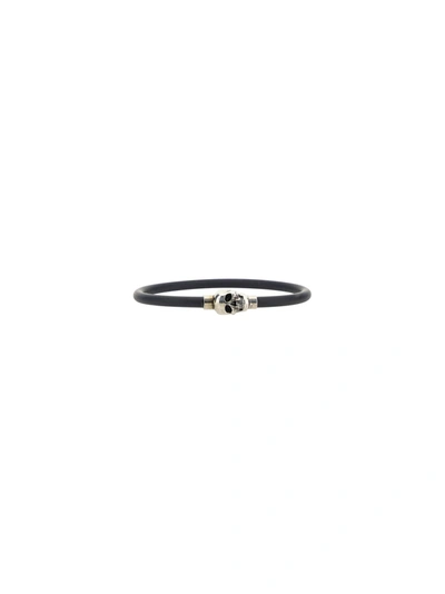 Alexander Mcqueen Skull Bracelet In Nero E Argento