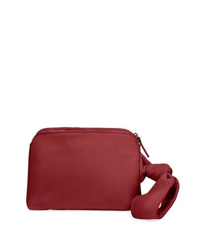 The Row Zip-top Leather Wristlet Bag In Burgundy