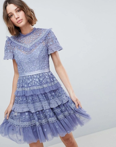 purple needle and thread dress Needle & Thread Amara Ruffle Kids Dress Purple 6 Yrs