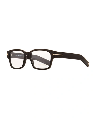Tom Ford Men's Rectangular Plastic Eyeglasses, Black