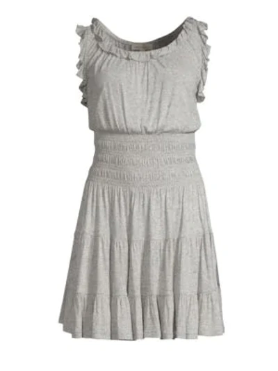 Rebecca Taylor Sleeveless Ruffle Jersey Dress In Gray Heather