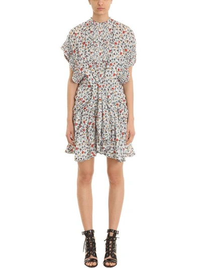 Chloé Georgette Loose Dress With Floral Print Dress In Multicolor