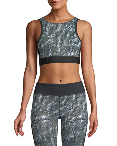 Alala Kea Printed Performance Crop Top In Green Pattern