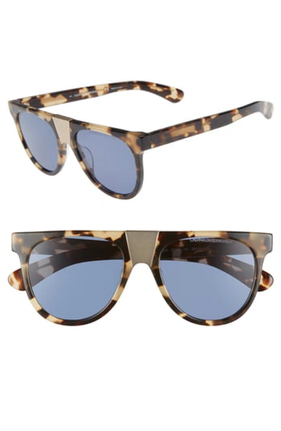 Calvin Klein 205w39nyc Flattop Acetate Sunglasses W/ Contrast Metal Nose Bridge In Khaki Tortoise